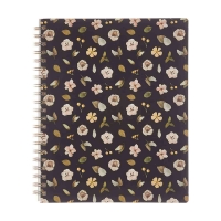 Black Floral Patterned Spiral Bound Large Journal