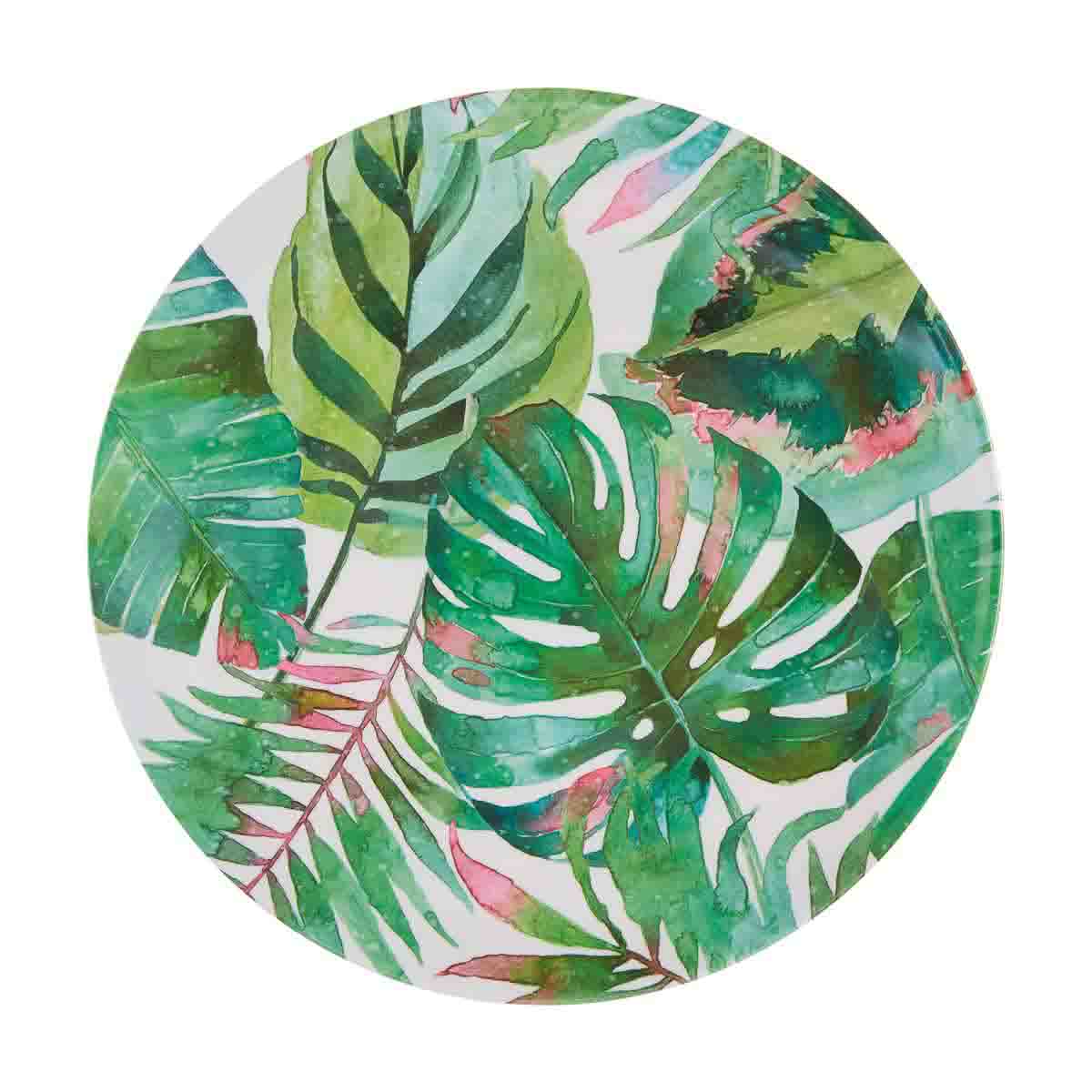 Round Melamine Jungle Leaves Dinner Plate