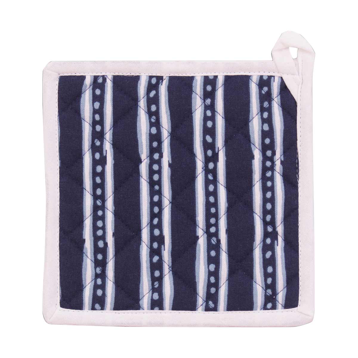 Blue & White Stripe Patterned Pot Holder