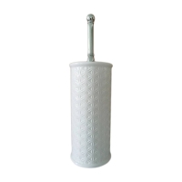 Ceramic Toilet Brush Holder, Embossed, White
