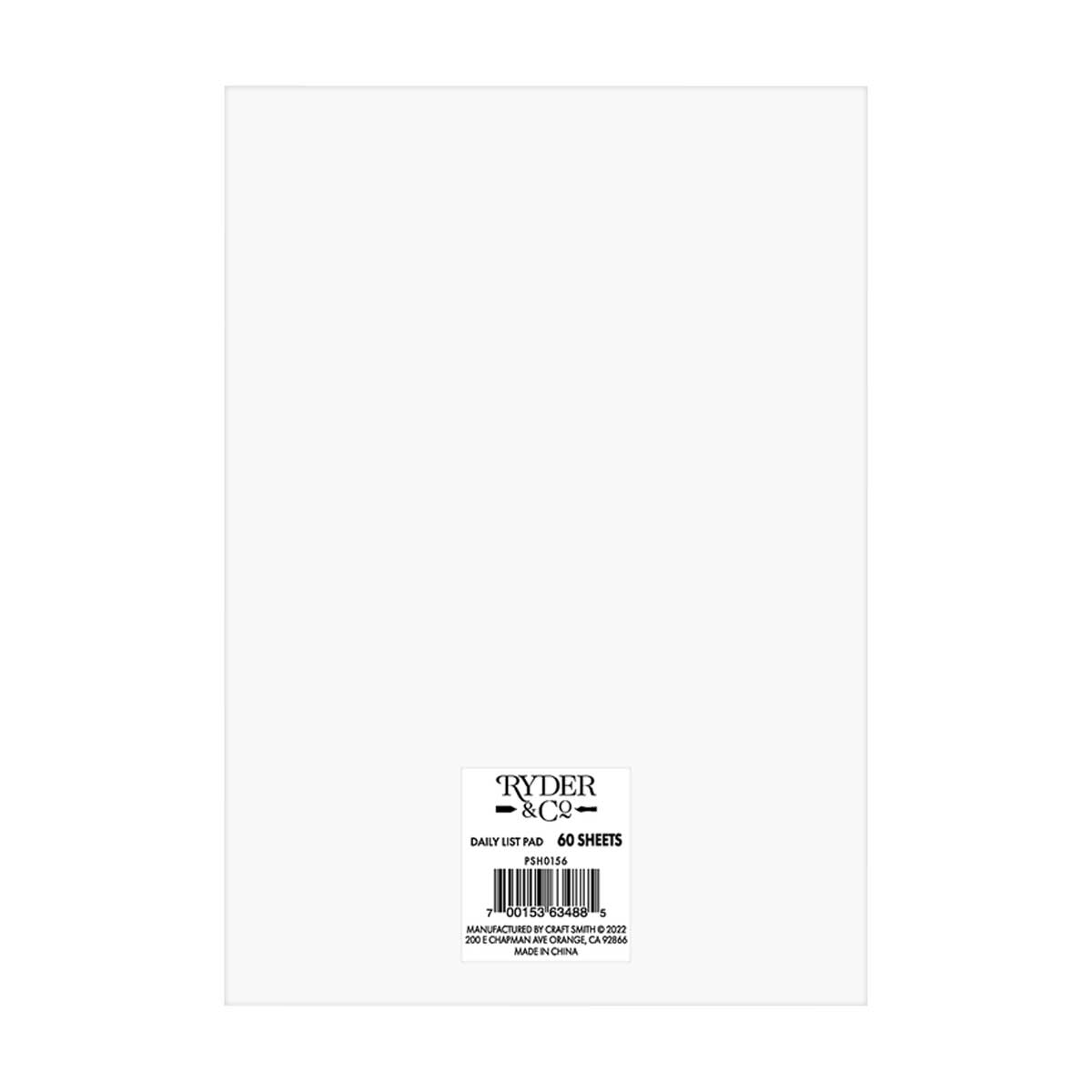 Ryder & Co. White Large Daily List Pad, 60 Sheets