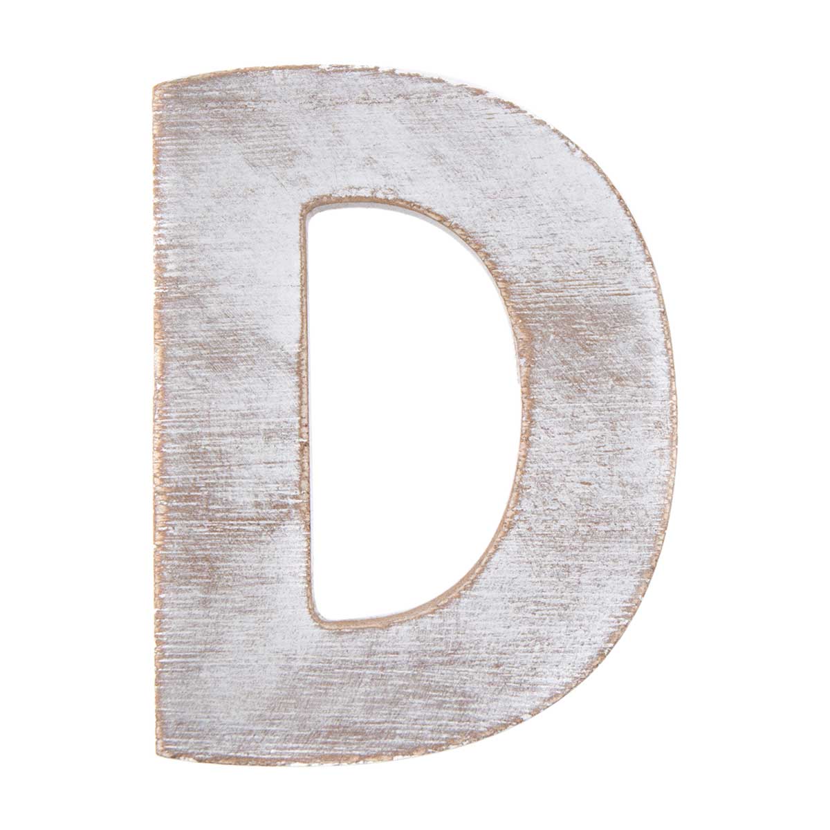 White Wash Wood Letter - D, 4 in