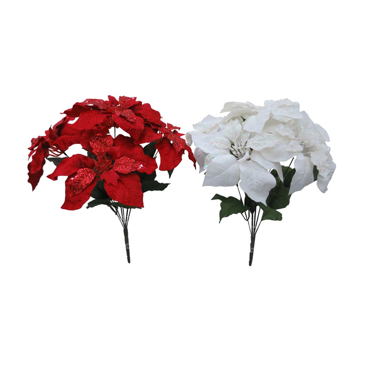 Glittered Poinsettia Artificial Flowers