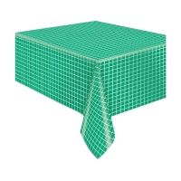 321 Party! Foil Silver & Bright Green Tablecloth, 54 in x 84 in in