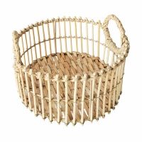 Natural Bamboo Woven Basket, Round, Large