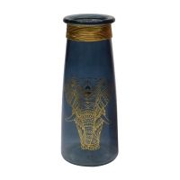 Decorative Glass Vase with Indian Elephant Design
