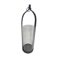 Black Metal & Glass Candle Sconce Holder