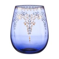 Navy with Gold Decal Stemless Wine Glass, 19 oz.