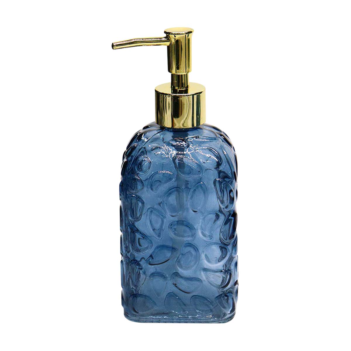 Embossed Pebble Glass Soap Pump Dispenser Blue 1508