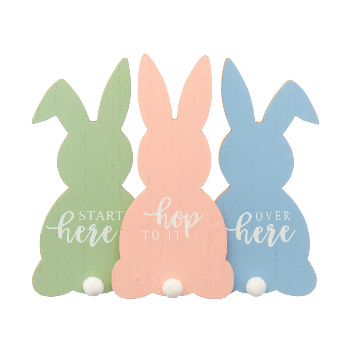 3-Bunny Wooden Easter Decoration